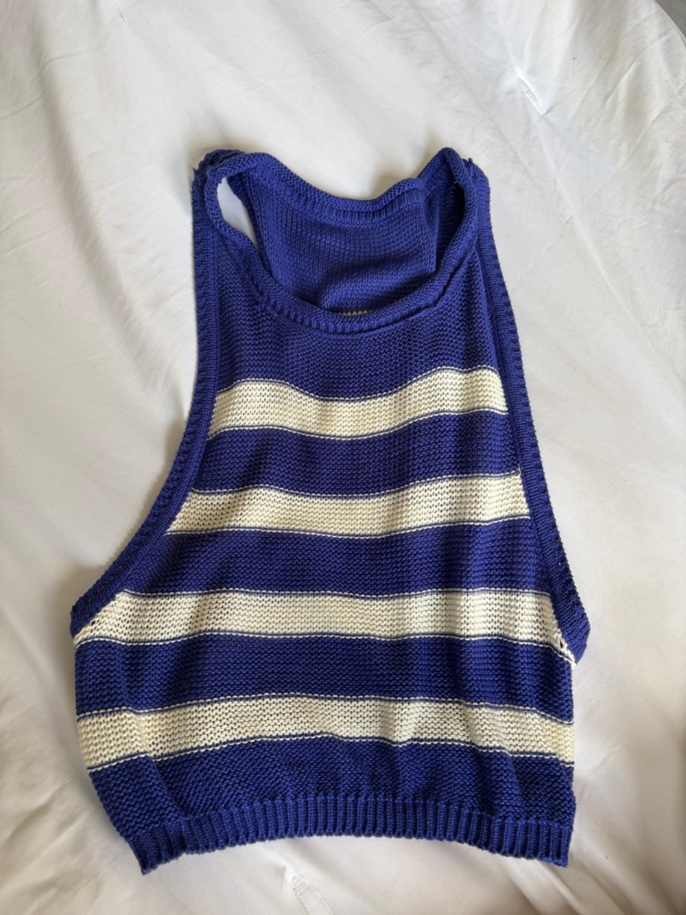 Striped Knit Tank Top in Royal Blue & Cream